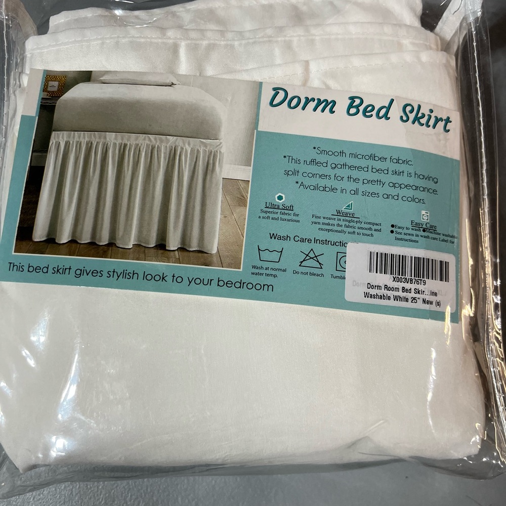 Dorm Room Bed Skirt - White